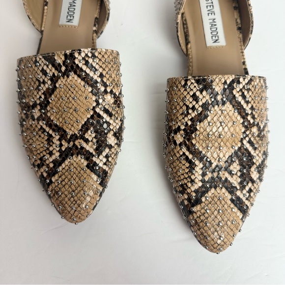 Steve Madden Talent Brown Leather Snakeskin Pointed Toe Flat Loafers Size 6 - Picture 5 of 12